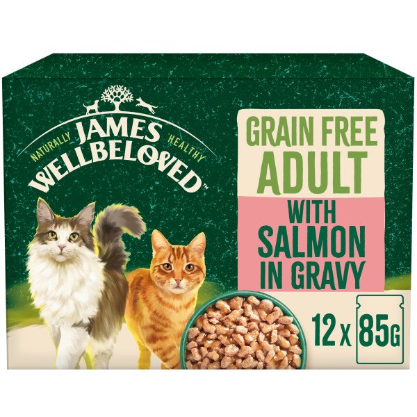 James Wellbeloved Cat Adult Grain Free with Salmon in Gravy Pouch 12x85g