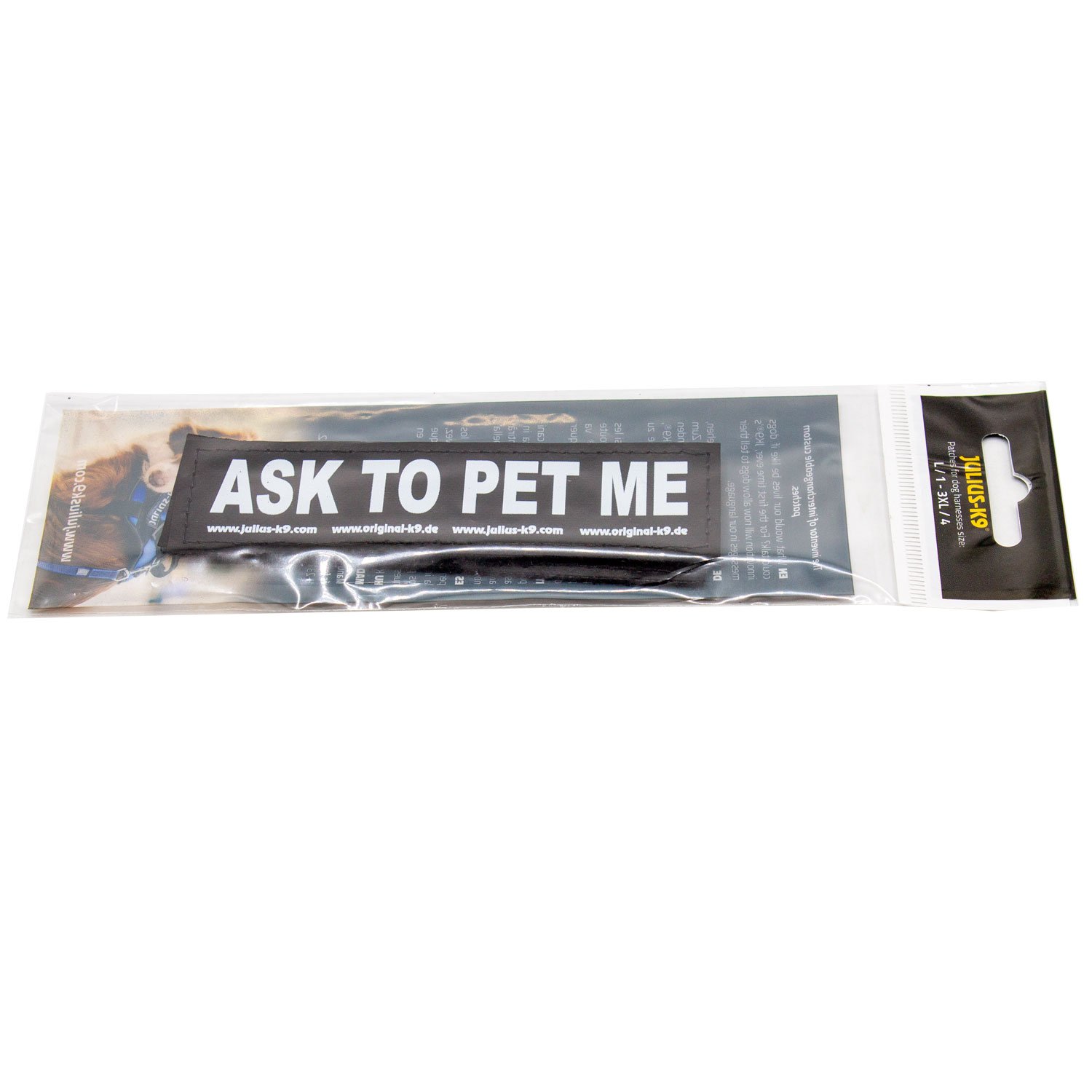 Julius-K9 ASK TO PET ME Small Reflective Patch 1 Pair