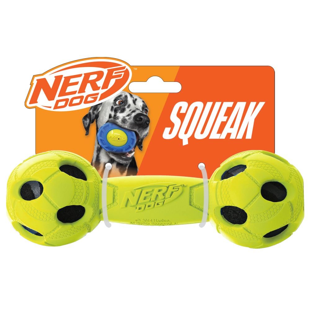 Nerf Dog Bash Rubber Wrapped Tennis Barbell 7in Green 1x2