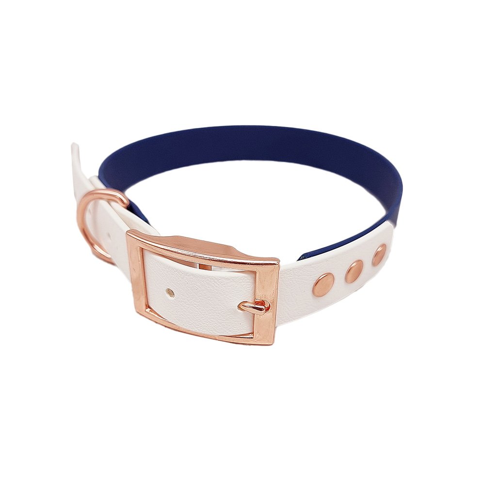 Trinkety Paws City Collection Biothane Dog Collar Navy/White Extra Large 48-60cm 25mm