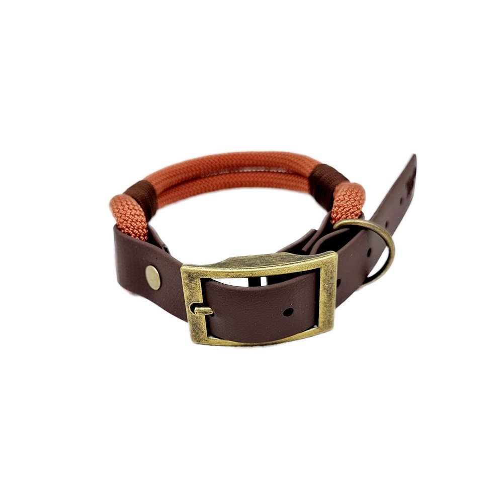 Trinkety Paws Country Collection Paracord Biothane Dog Collar Rust/Dark Extra Large 48-60cm 25mm
