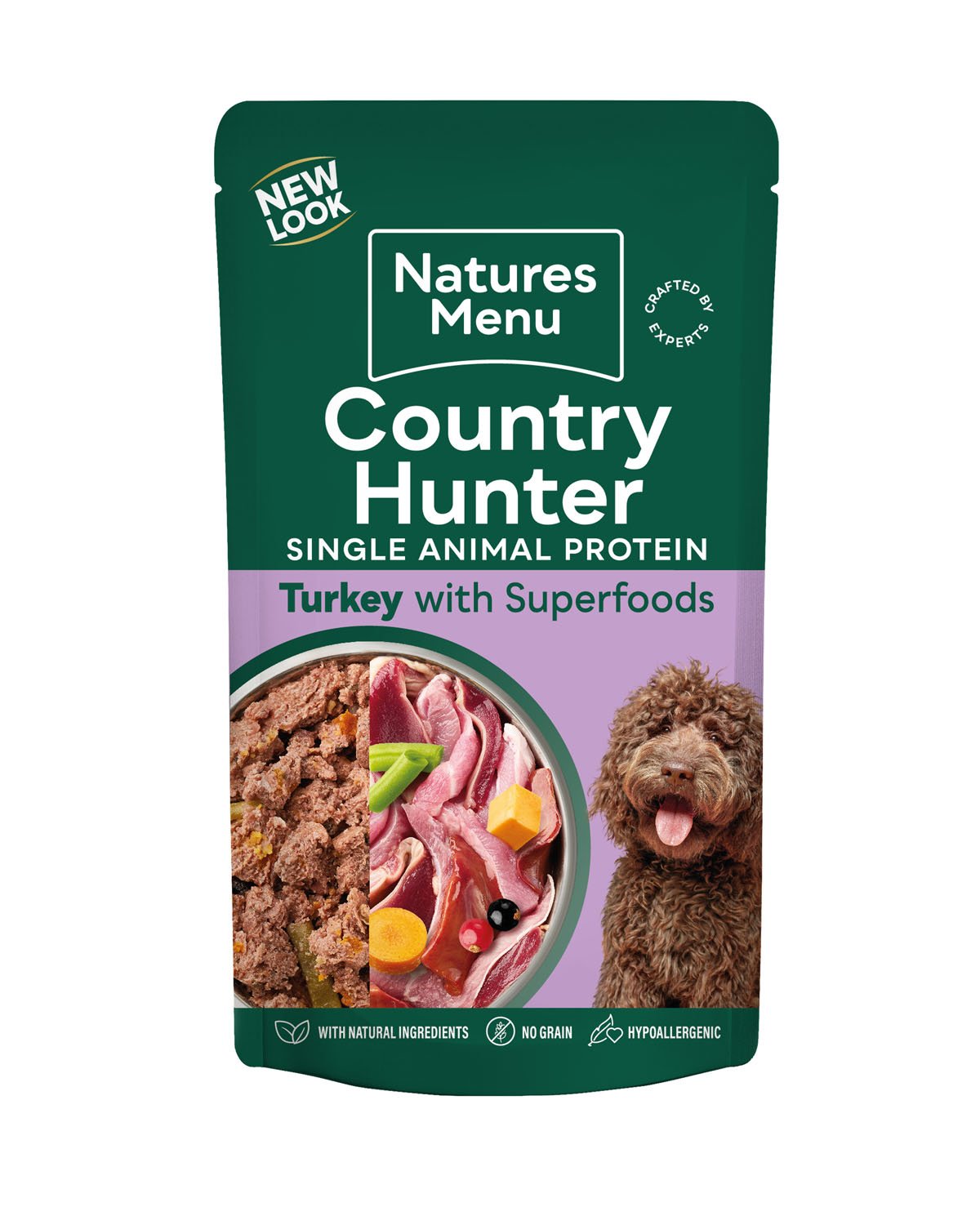 Natures Menu Dog Country Hunter 80% Farm Reared Turkey with Fruit & Vegetables Pouches 3x6x150g