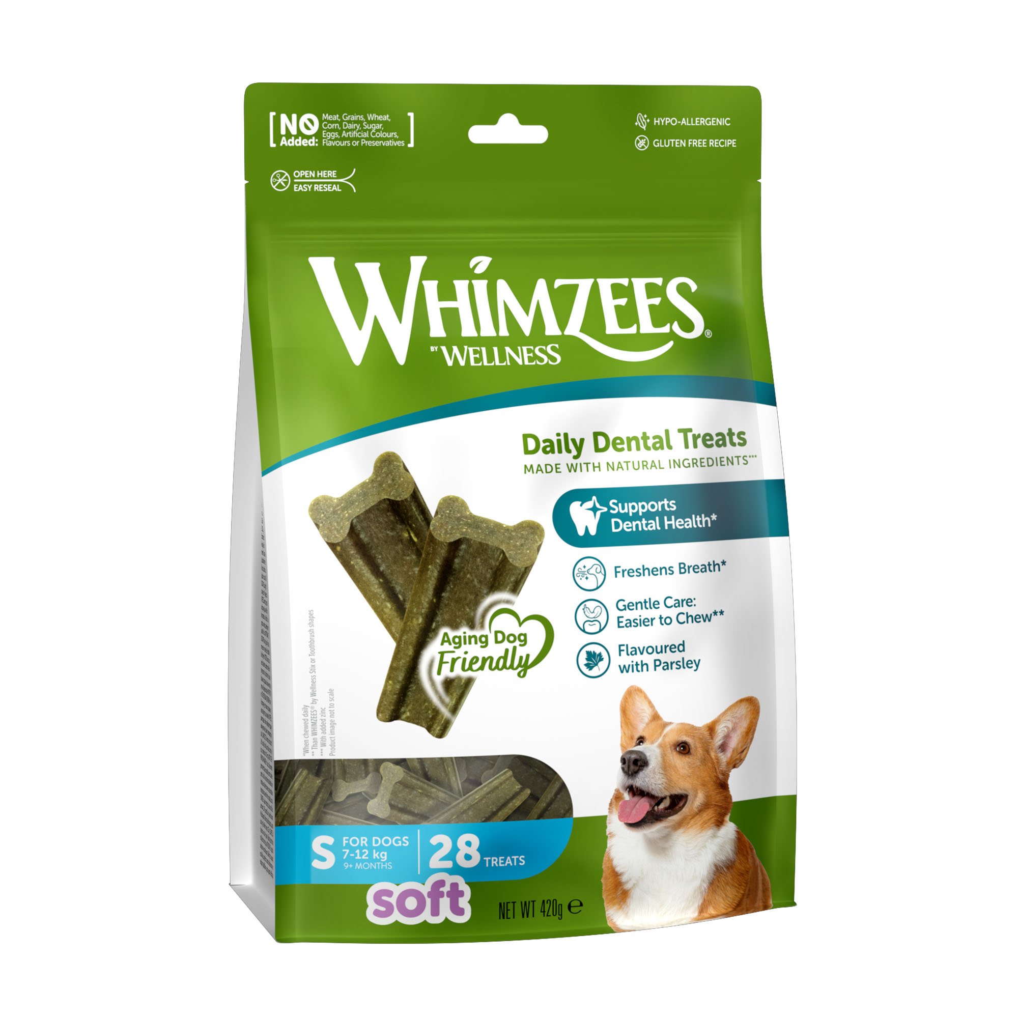 Whimzees Daily Dental Treats Soft Value Bag Small 6x28pc 
