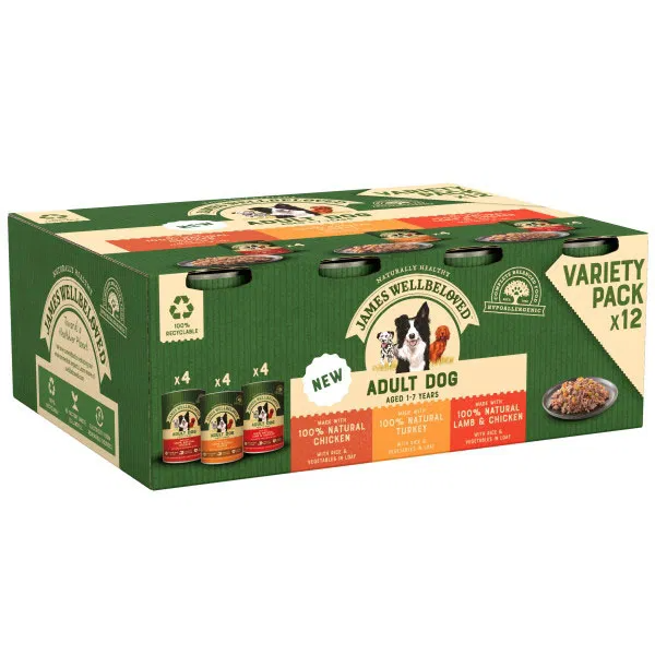 James Wellbeloved Dog Tin Adult Turkey Lamb and Chicken in Loaf 12x400g